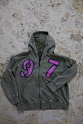 Green washed zip up hoodie 97